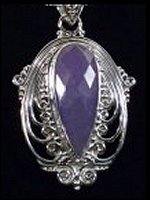 lavender jade silver filigree pendant