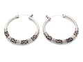 Decorated Silver Wire Hoop Earrings