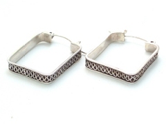 Box hoop silver earrings