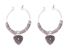 Suarti filigree heart hoop earrings