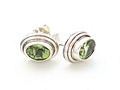 Faceted Peridot Silver Stud Earrings