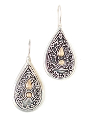 suarti filigree silver and gold teardrop earrings
