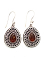 Pear-drop Amber Silver Wired Earrings