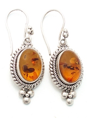 Suarti amber drop silver earrings