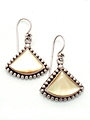 golden mother of pearl fan earrings