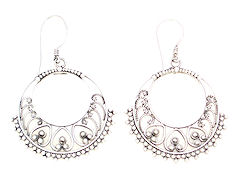 suarti filigree silver hoop earrings