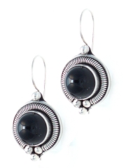 Suarti black onyx silver wire earrings