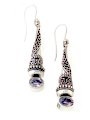 Bali Cone Drop Earrings with Amethyst
