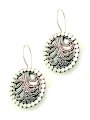 Suarti Silver Filigree Disc Wire Earrings