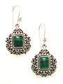 Filigree Silver Earrings with Malachite