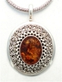 Large Amber Filigree  Pendant