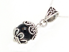 black onyx ball pendant and chain
