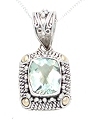 Mint Quartz Pendant with 18k Gold Highlights