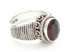 garnet silver ring