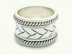 Engraved Weave Silver Ring